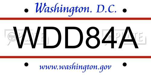 WDD84A District Of Columbia License Plate