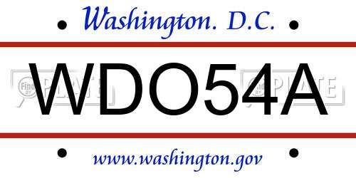 WDO54A District Of Columbia License Plate