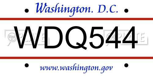 WDQ544 District Of Columbia License Plate