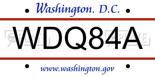 WDQ84A District Of Columbia License Plate