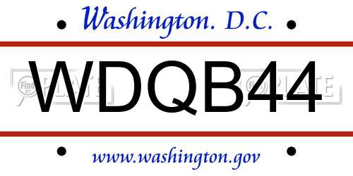 WDQB44 District Of Columbia License Plate