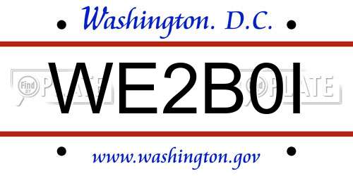 WE2B0I District Of Columbia License Plate