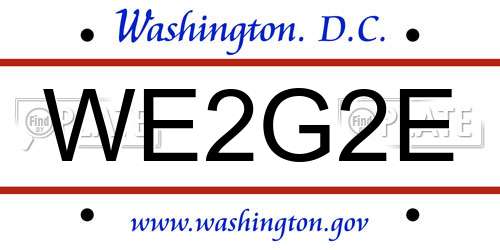 WE2G2E District Of Columbia License Plate