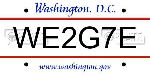 WE2G7E District Of Columbia License Plate