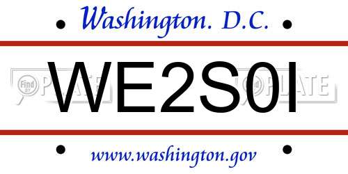 WE2S0I District Of Columbia License Plate