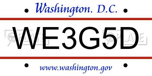 WE3G5D District Of Columbia License Plate