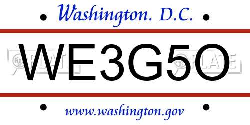 WE3G5O District Of Columbia License Plate