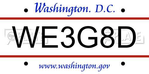 WE3G8D District Of Columbia License Plate