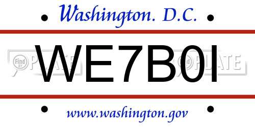 WE7B0I District Of Columbia License Plate