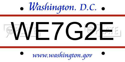 WE7G2E District Of Columbia License Plate