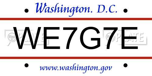 WE7G7E District Of Columbia License Plate