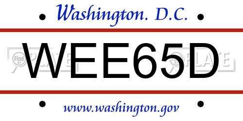 WEE65D District Of Columbia License Plate