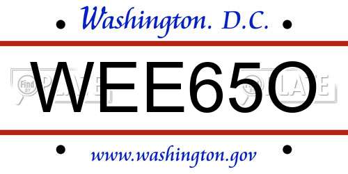 WEE65O District Of Columbia License Plate