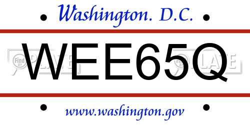 WEE65Q District Of Columbia License Plate