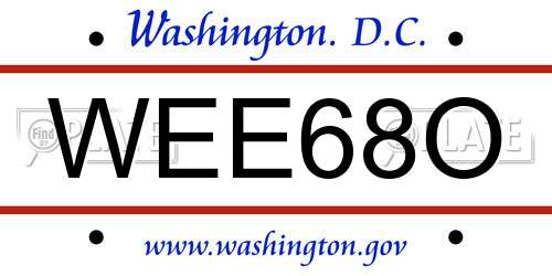 WEE68O District Of Columbia License Plate