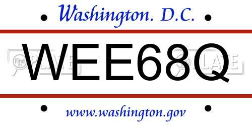 WEE68Q District Of Columbia License Plate