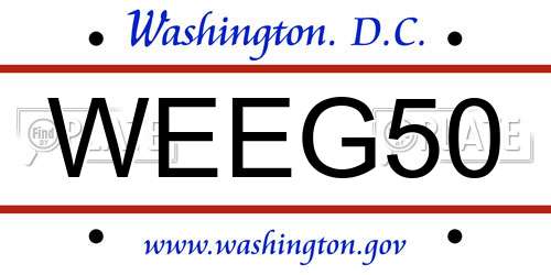 WEEG50 District Of Columbia License Plate