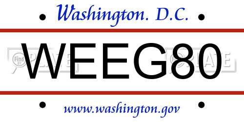 WEEG80 District Of Columbia License Plate