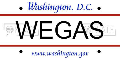 WEGAS District Of Columbia License Plate