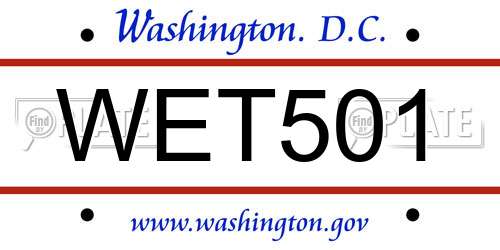WET501 District Of Columbia License Plate