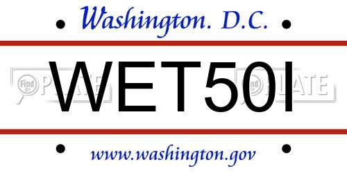 WET50I District Of Columbia License Plate