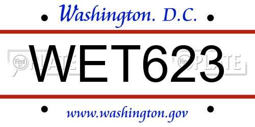 WET623 District Of Columbia License Plate