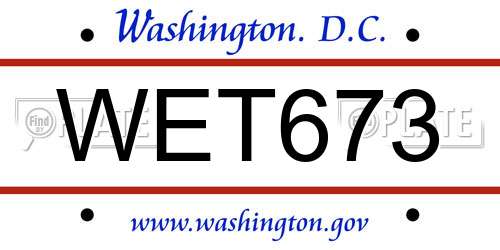 WET673 District Of Columbia License Plate