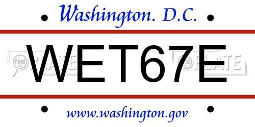 WET67E District Of Columbia License Plate