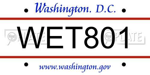 WET801 District Of Columbia License Plate