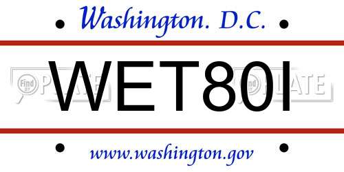 WET80I District Of Columbia License Plate