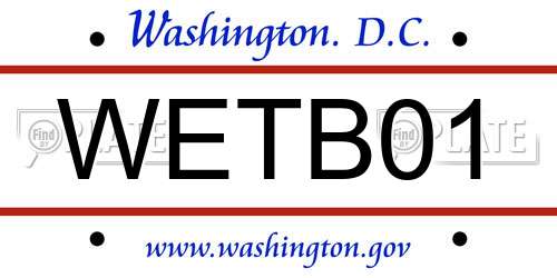 WETB01 District Of Columbia License Plate