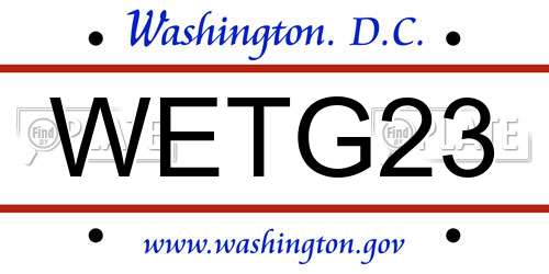 WETG23 District Of Columbia License Plate