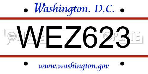 WEZ623 District Of Columbia License Plate