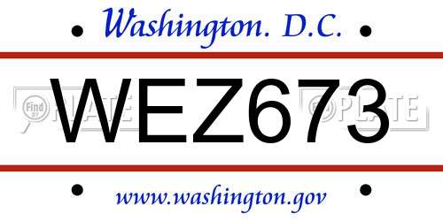 WEZ673 District Of Columbia License Plate