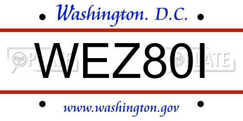 WEZ80I District Of Columbia License Plate