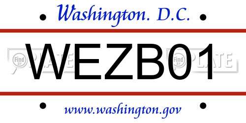 WEZB01 District Of Columbia License Plate
