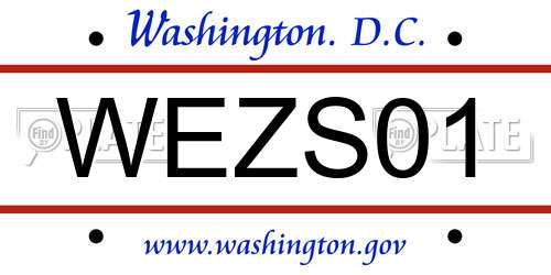 WEZS01 District Of Columbia License Plate