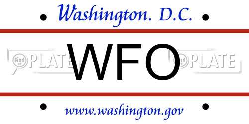 WFO District Of Columbia License Plate