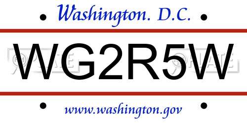 WG2R5W District Of Columbia License Plate