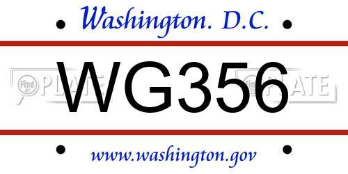WG356 District Of Columbia License Plate