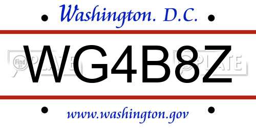 WG4B8Z District Of Columbia License Plate