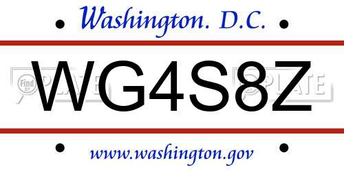 WG4S8Z District Of Columbia License Plate