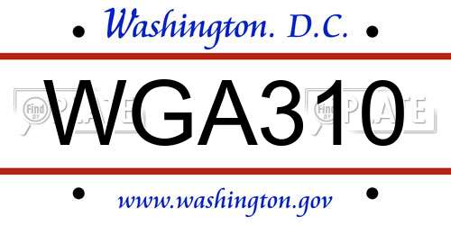 WGA310 District Of Columbia License Plate