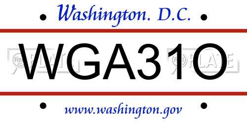 WGA31O District Of Columbia License Plate