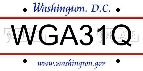 WGA31Q District Of Columbia License Plate