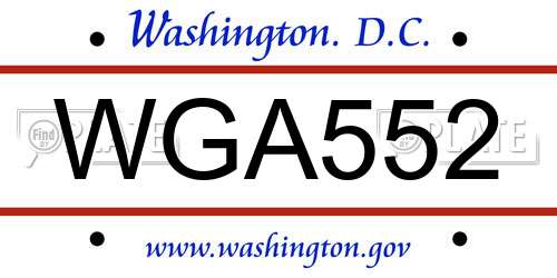 WGA552 District Of Columbia License Plate