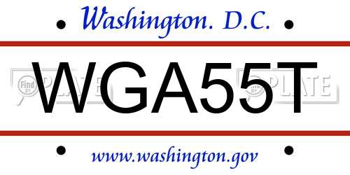 WGA55T District Of Columbia License Plate