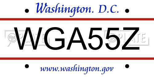 WGA55Z District Of Columbia License Plate