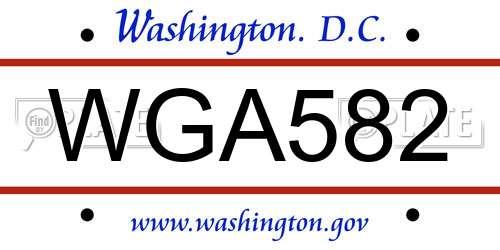 WGA582 District Of Columbia License Plate