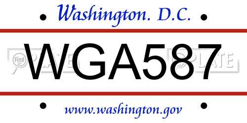 WGA587 District Of Columbia License Plate